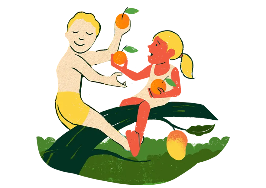 Illustration showing SOKO's commitment to environmental sustainability through eco-friendly packaging and sustainable fruit sourcing practices