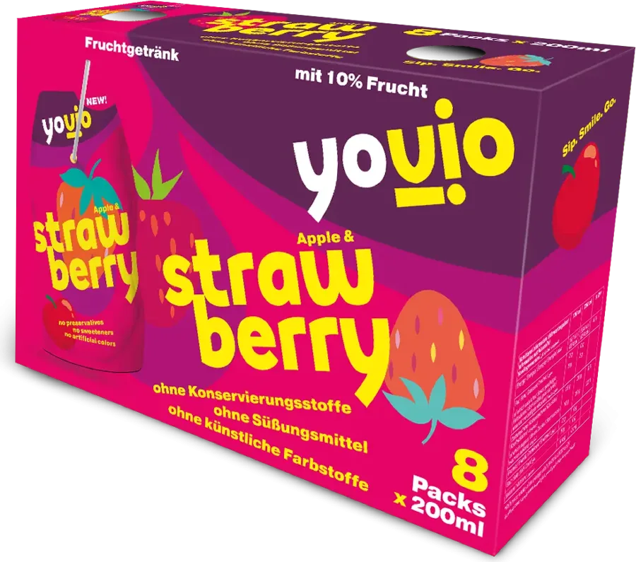 Yovio! Apple & Strawberry, 8 pouches per box